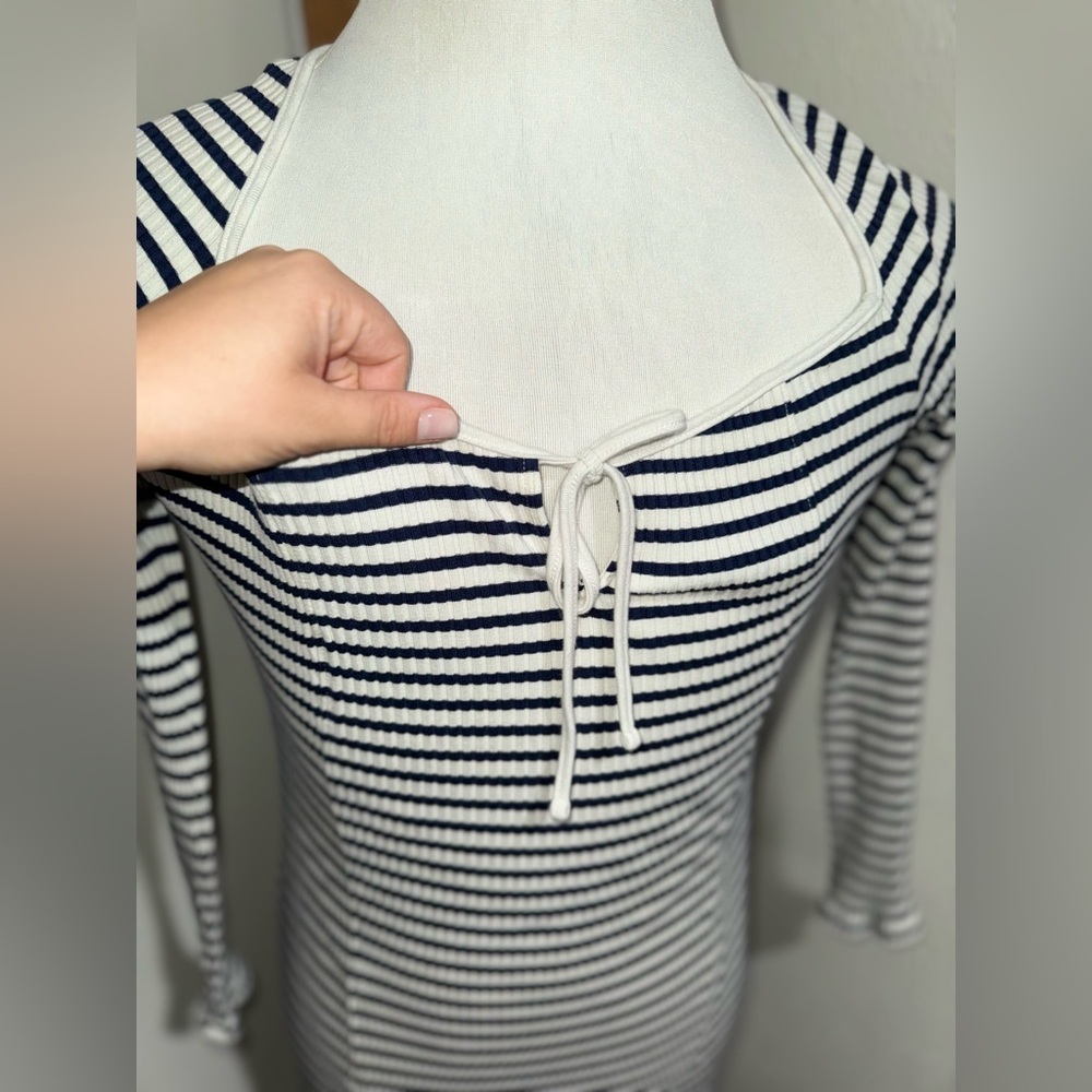 aerie Navy and White Striped Maxi Dress - Picture 5 of 11